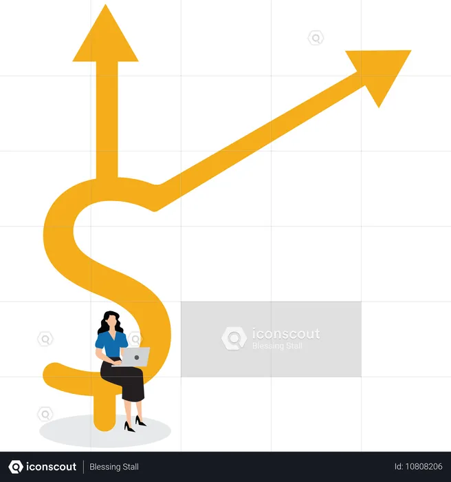 Empresária obtendo crescimento de lucro  Ilustração