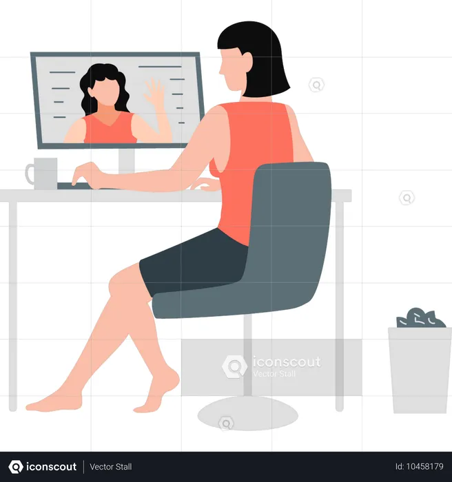 Mujer de negocios haciendo una reunión de desarrollo en línea  Ilustración