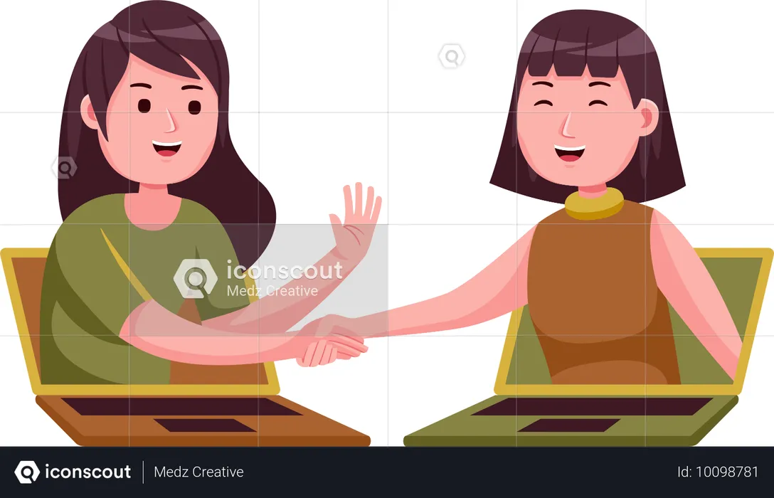 Mulher de negócios negociando online  Ilustração