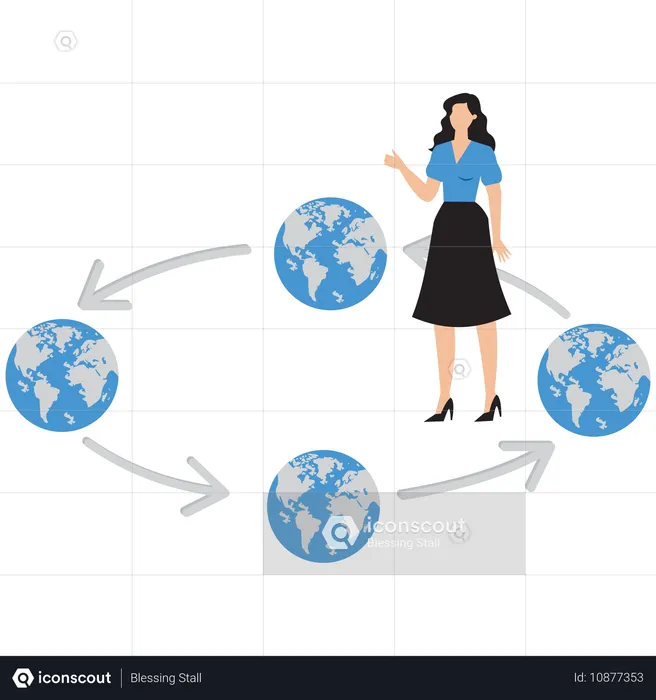 Mulher de negócios planejando negócios globais  Ilustração