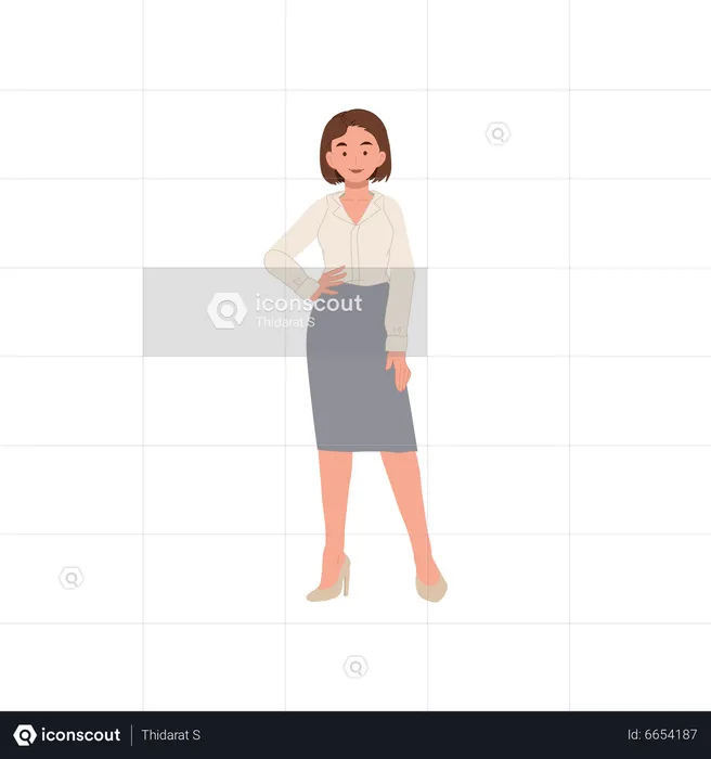 Mujer de negocios posando  Ilustración