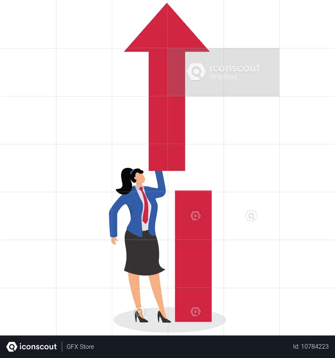 Mulher de negócios Segure a seta para cima  Ilustração