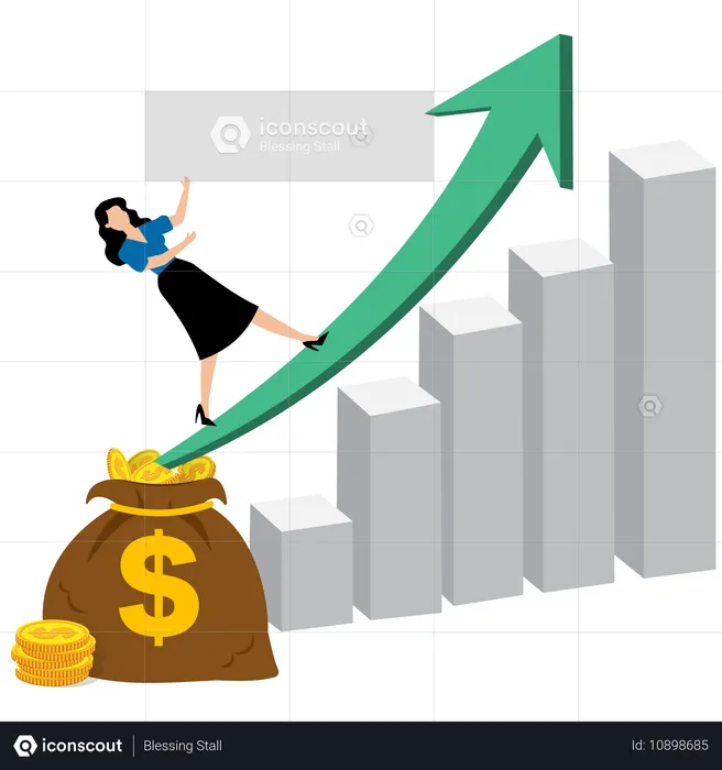 Empresária tendo crescimento de investimento  Ilustração