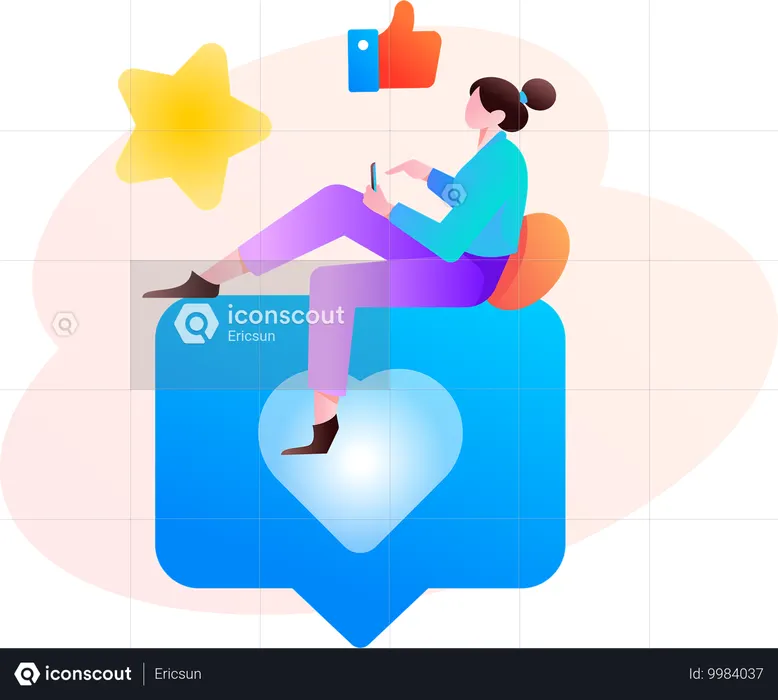 La empresaria trabaja en las respuestas positivas de los clientes.  Ilustración