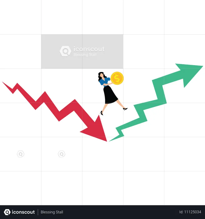 Mulher de negócios trabalhando no progresso dos negócios  Ilustração