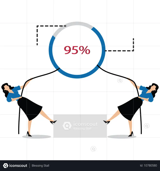 Empresaria y rival luchan por el mayor segmento del gráfico circular  Ilustración