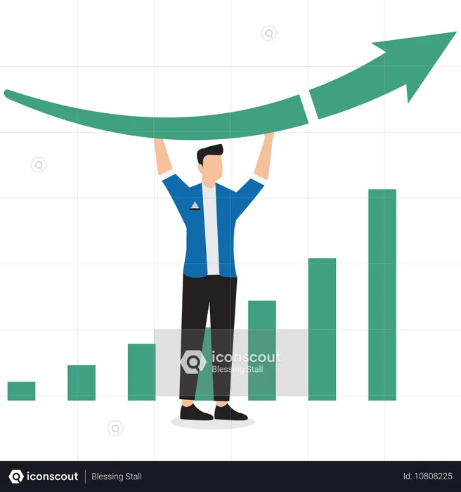 Empresario logrando tendencias del mercado  Ilustración