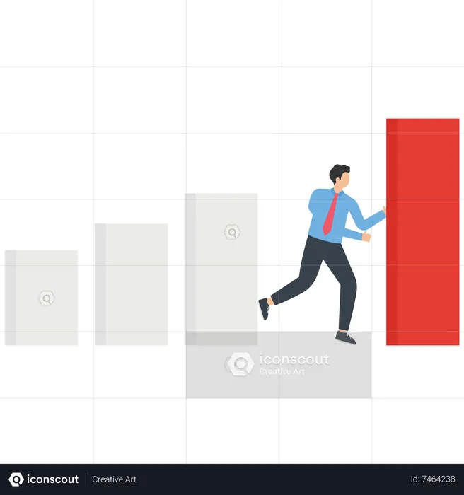 Empresario alejando el gráfico de barras  Ilustración