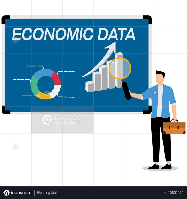 Empresário analisa dados econômicos  Ilustração