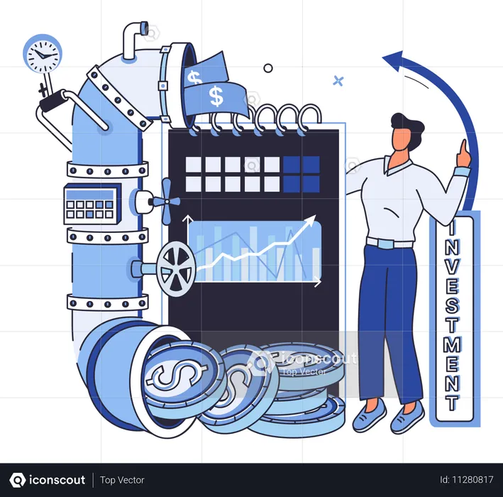 Empresário analisa gráfico de crescimento  Ilustração