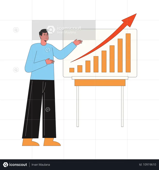 Empresário analisando gráfico de crescimento  Ilustração