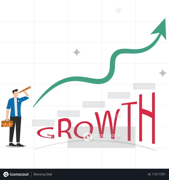 Empresário analisando gráfico de crescimento  Ilustração