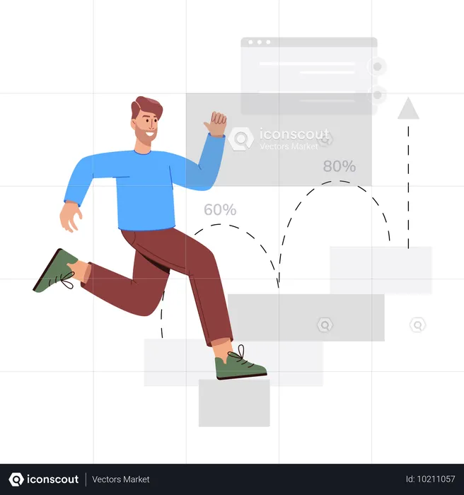 Empresário analisando gráfico de progresso de negócios  Ilustração