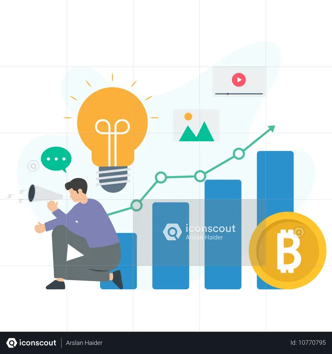 Empresário analisando gráfico de vendas  Ilustração