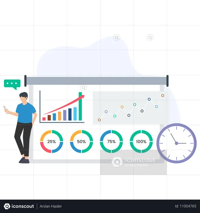 Empresário analisando gráfico de orçamento  Ilustração