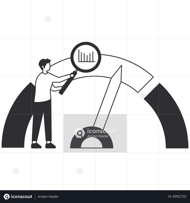 Empresário analisando pontuação de crédito  Ilustração