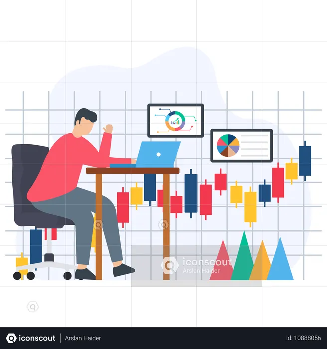 Empresário analisando valor de participação de mercado  Ilustração