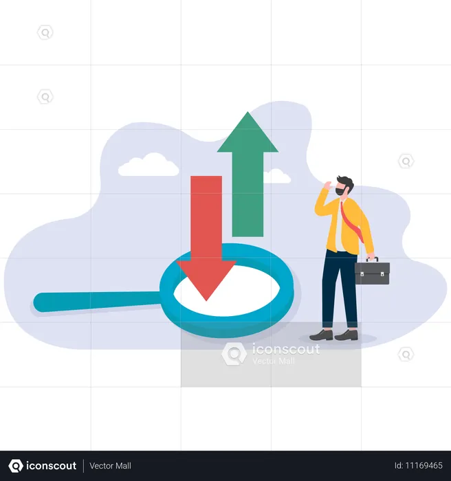 Empresario analizando gráfico de negocios  Ilustración