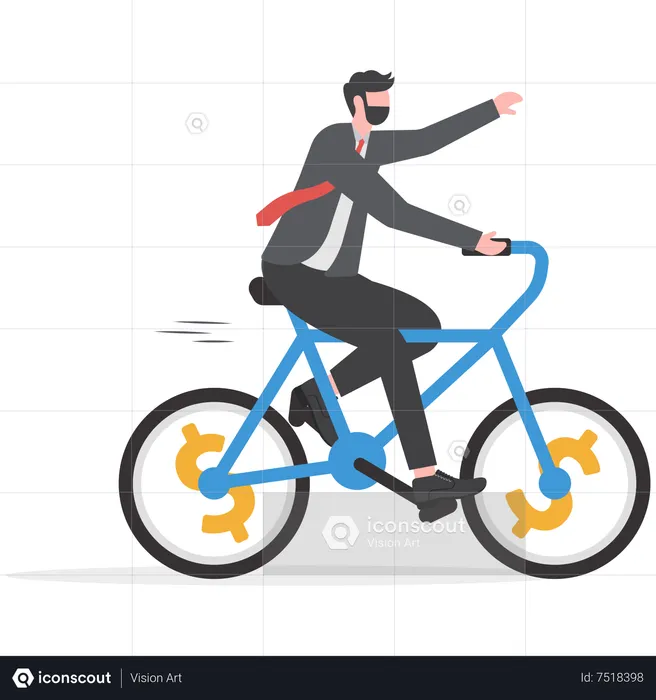 Empresário andando de bicicleta para o sucesso nos negócios  Ilustração