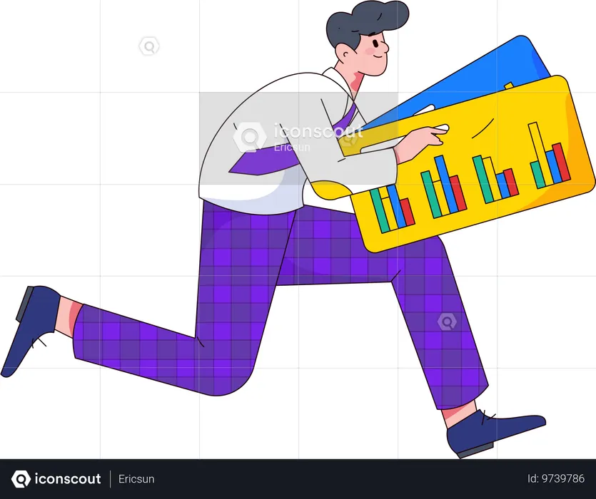 Empresário apresentando gráfico analítico  Ilustração