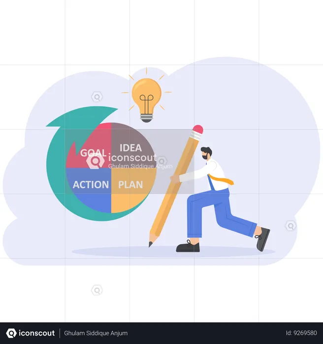 Empresário apresentando plano de negócios inteligente  Ilustração