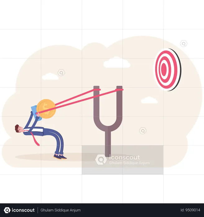 Empresario con el objetivo de negocio objetivo  Ilustración