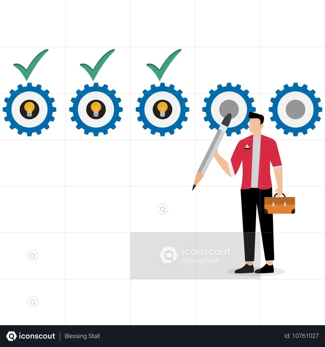 Empresário avalia ideia com base em critérios pré-determinados  Ilustração