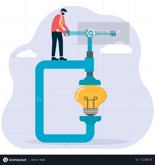 Empresário analisando ideia de negócio  Ilustração