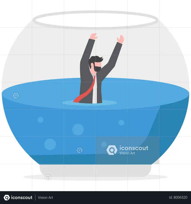 Empresário cai na água  Ilustração