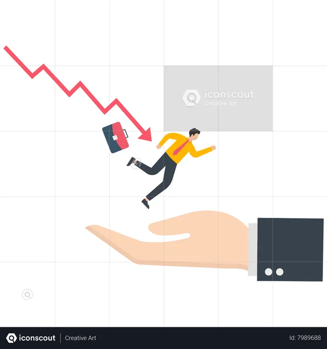 Empresário caindo da queda do mercado de ações  Ilustração