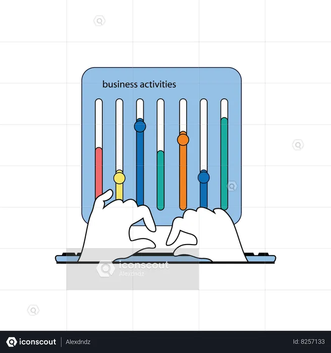 Empresário calculando atividades comerciais on-line  Ilustração