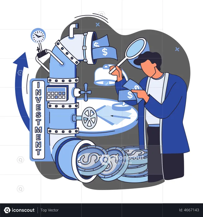 Empresario capturando las mejores acciones para invertir  Ilustración