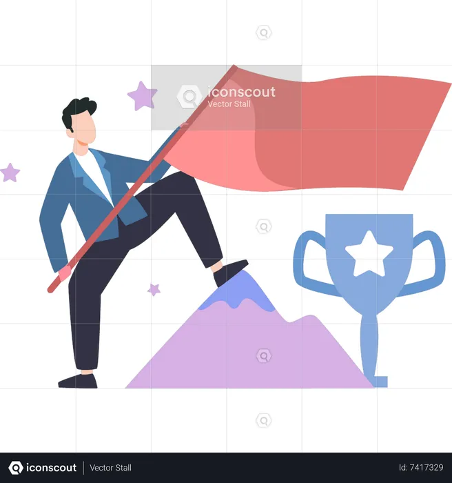 Empresário carrega bandeira do sucesso  Ilustração