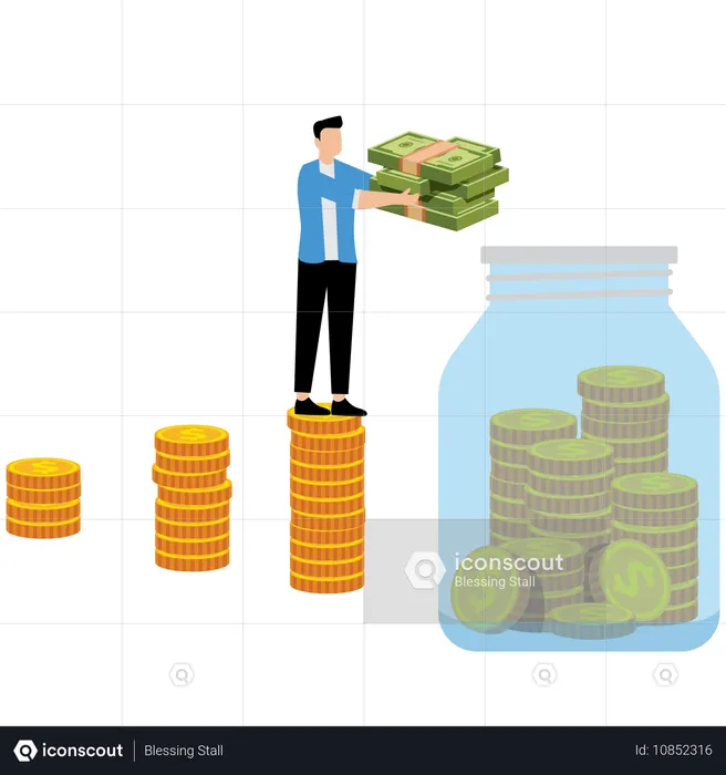 Empresário coletando financiamento empresarial  Ilustração