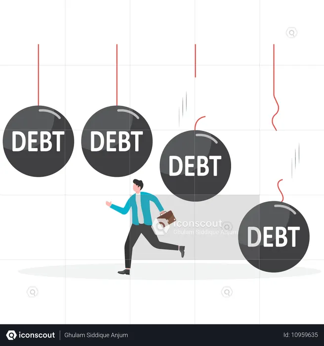 Empresário com dívida financeira  Ilustração