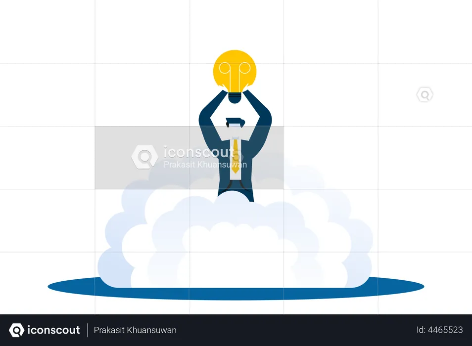 Empresário com ideia de negócio bem sucedido  Ilustração