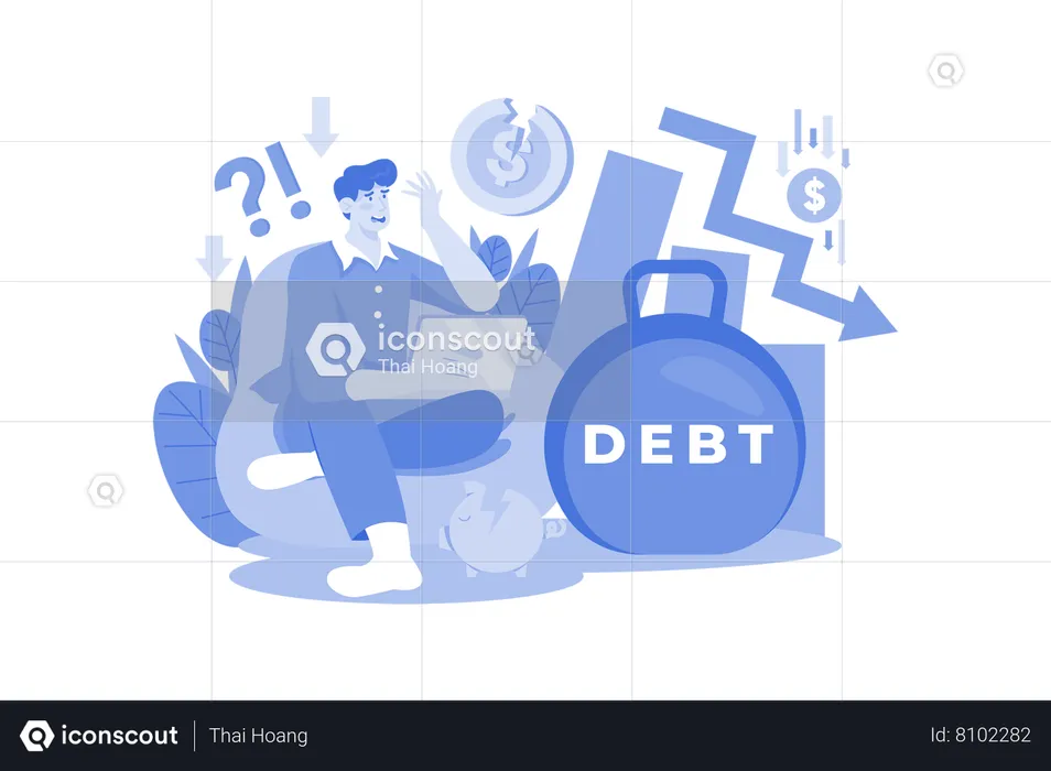 Empresário com dívida enorme  Ilustração