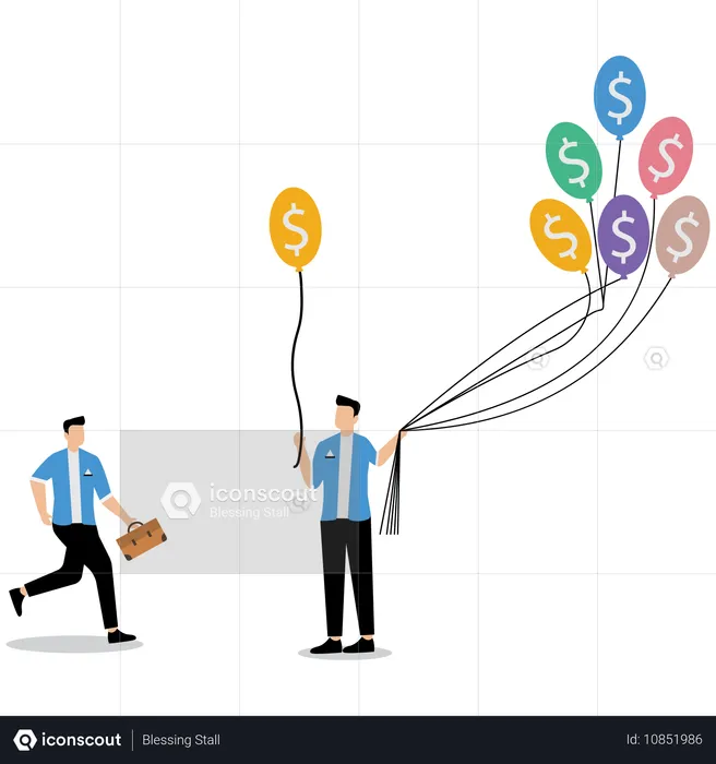 Empresário compartilhando finanças  Ilustração