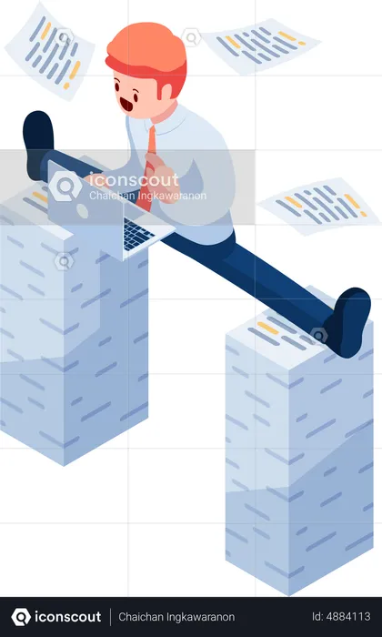 Empresario con carga de trabajo  Ilustración