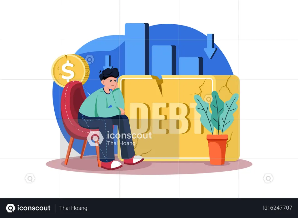 Empresario con deuda  Ilustración