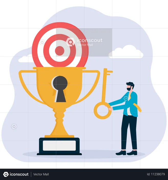 Hombre de negocios con premio de objetivo  Ilustración