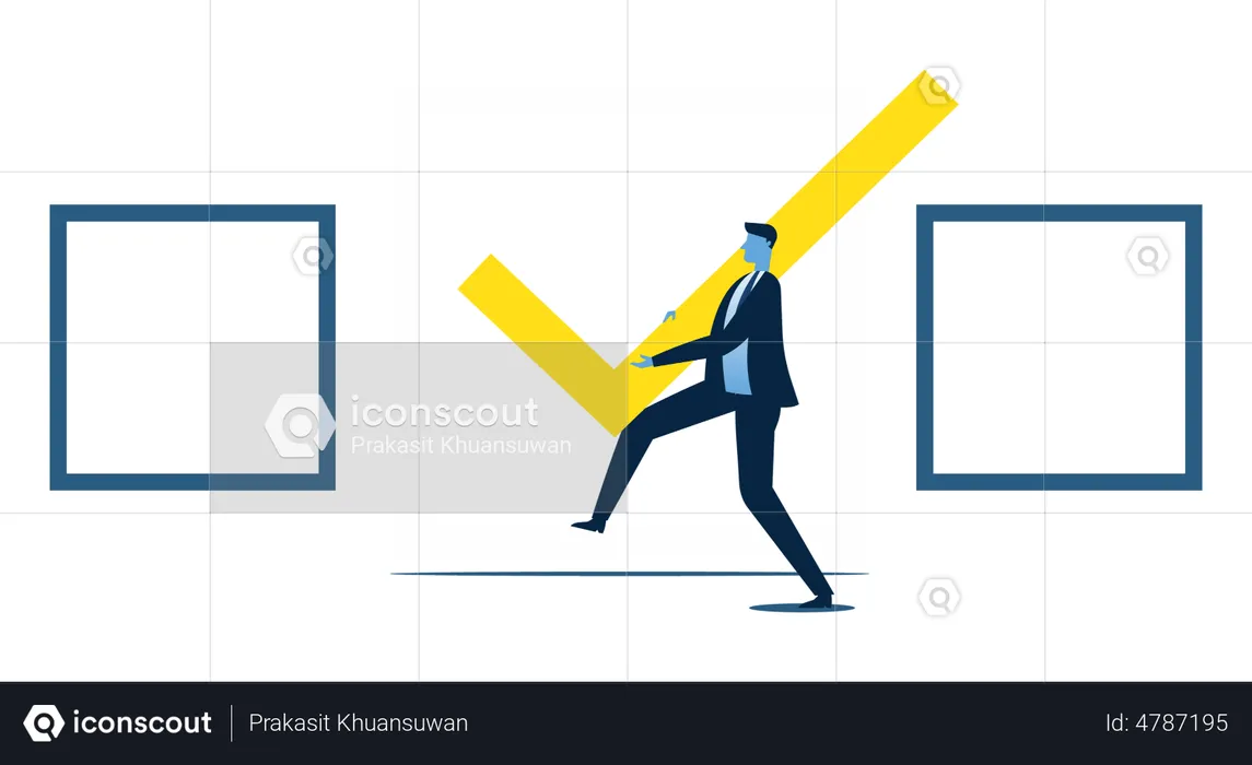 Empresário completando tarefas de negócios  Ilustração