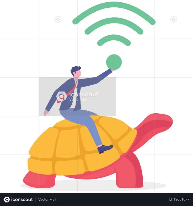Empresário se conecta à rede wi-fi  Ilustração