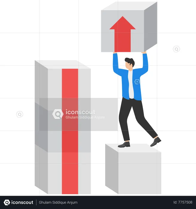 Bloque de crecimiento de construcción de empresario  Ilustración