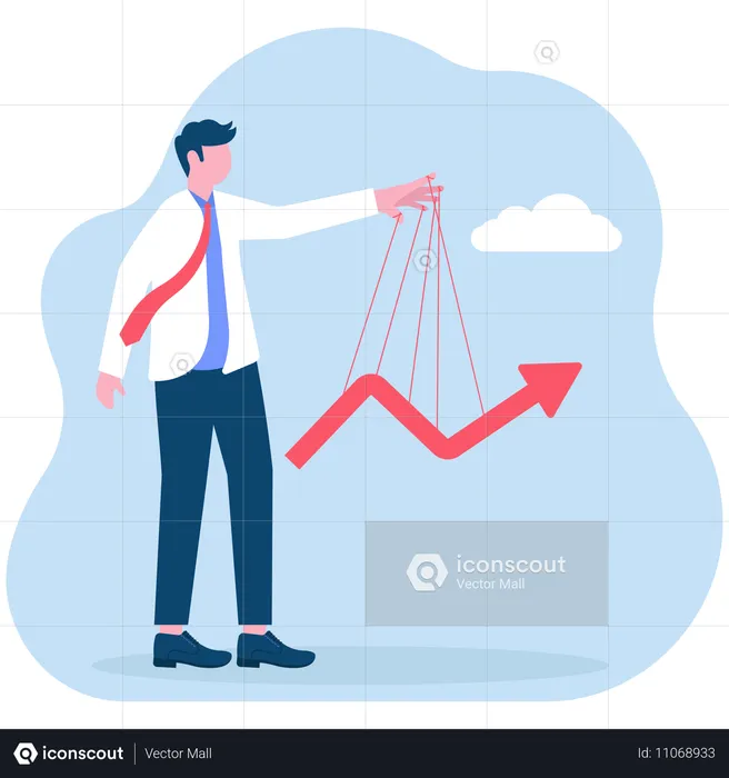 Gráfico de negocios de control de empresario  Ilustración