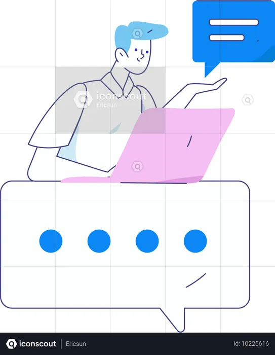 Empresário conversando em mensagens online  Ilustração