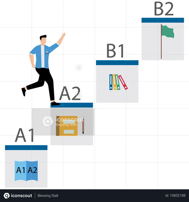 Empresário correndo em direção à meta de negócios  Ilustração