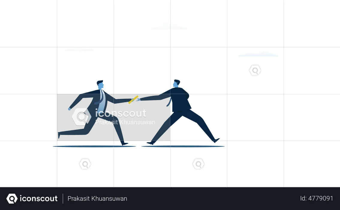 Empresario corriendo en competencia empresarial con socio comercial  Ilustración