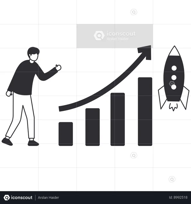 Empresário fazendo estratégias de crescimento  Ilustração