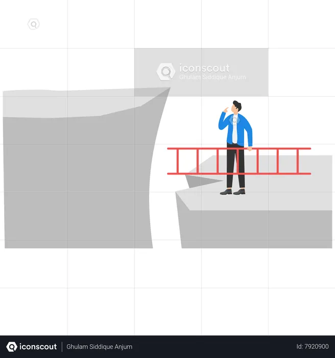 Confianza Empresario Sosteniendo Escalera  Ilustración